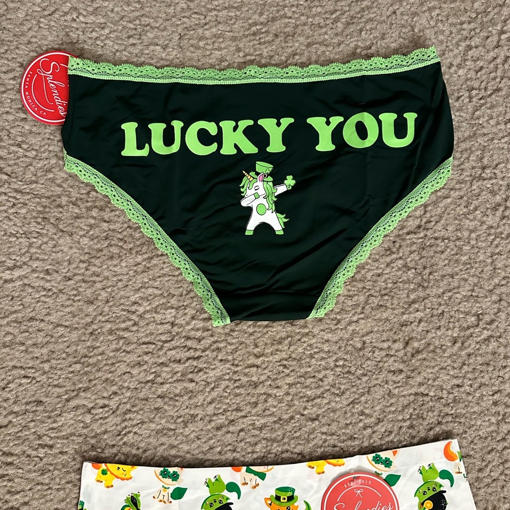 Women’s Lucky You Green and Black Underwear Set